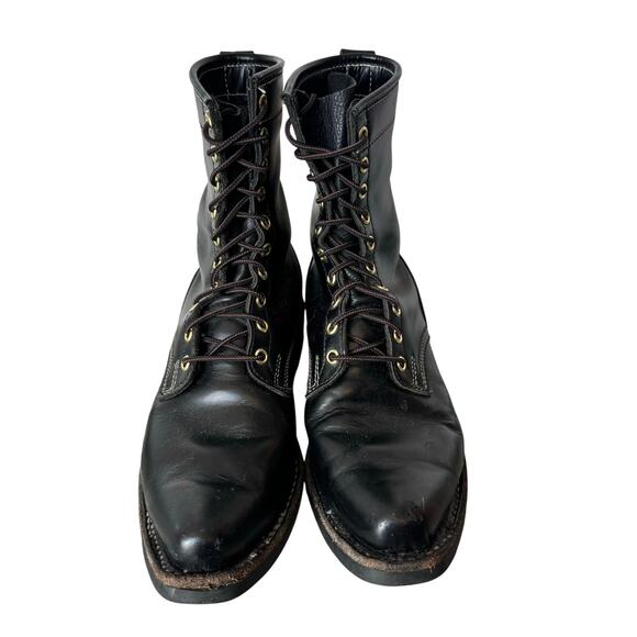 Dayton Boots Sidekick Black Leather Mens 9 Canadian Work Biker Goth Emo Punk - Picture 5 of 14